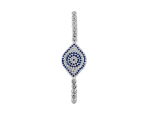 Sterling Silver Pavé Blue Eye Tennis Bracelet Rhodium Plated