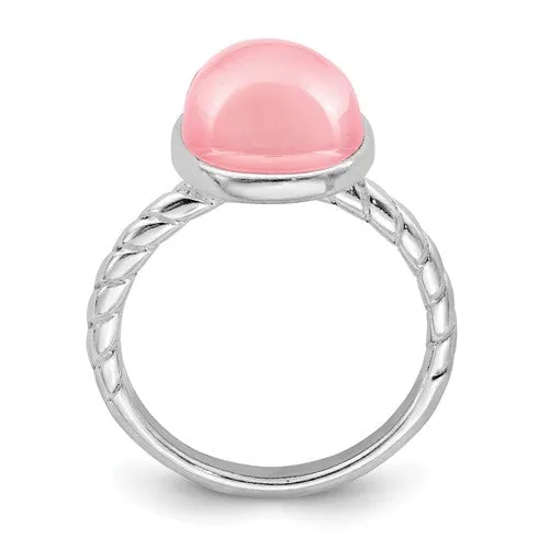 Sterling Silver Rose Quartz Oval Ring