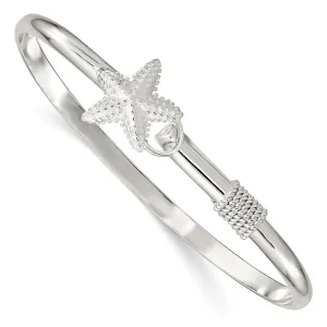 Sterling Silver Textured Starfish Bangle Bracelet