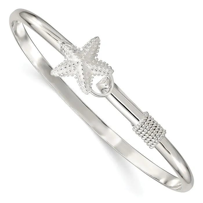 Sterling Silver Textured Starfish Bangle Bracelet