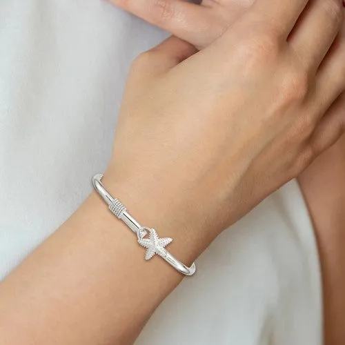Sterling Silver Textured Starfish Bangle Bracelet