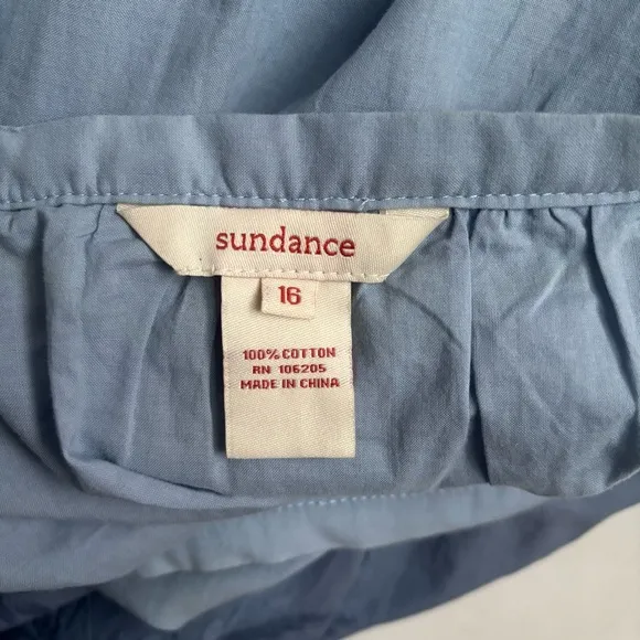 Sundance Ombre Blue Embroidered Summer Skies Women's Lined Skirt Plus Size 16
