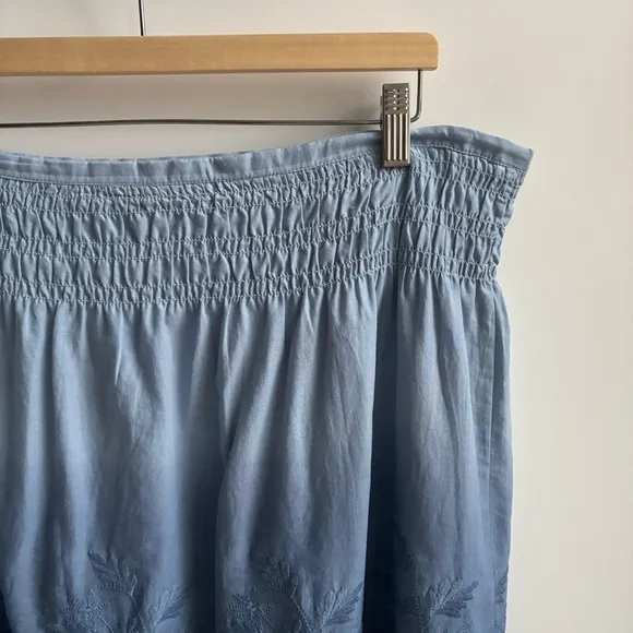 Sundance Ombre Blue Embroidered Summer Skies Women's Lined Skirt Plus Size 16