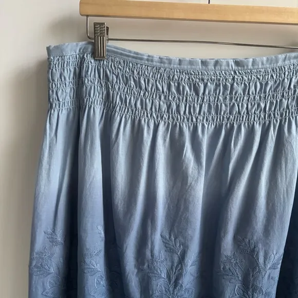 Sundance Ombre Blue Embroidered Summer Skies Women's Lined Skirt Plus Size 16