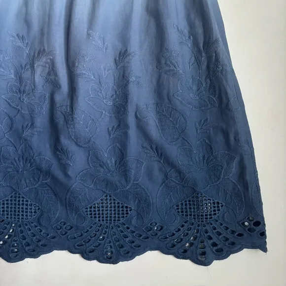 Sundance Ombre Blue Embroidered Summer Skies Women's Lined Skirt Plus Size 16