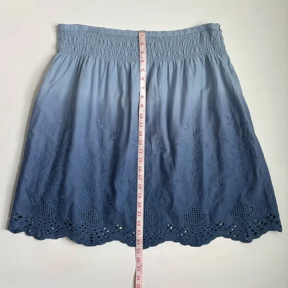 Sundance Ombre Blue Embroidered Summer Skies Women's Lined Skirt Plus Size 16