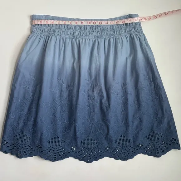 Sundance Ombre Blue Embroidered Summer Skies Women's Lined Skirt Plus Size 16