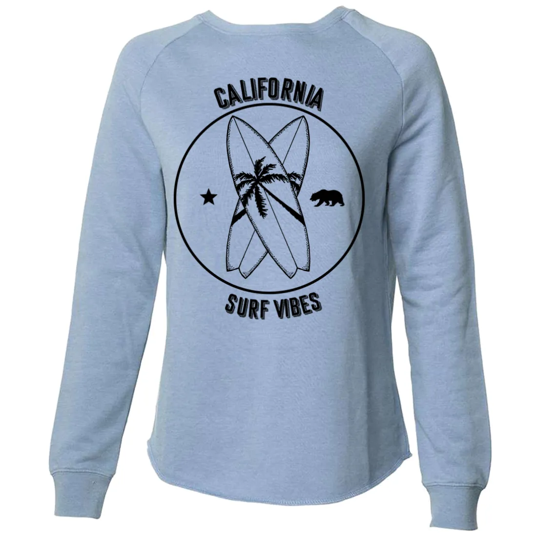Surf Vibes Black Print Super Soft Crewneck Sweater