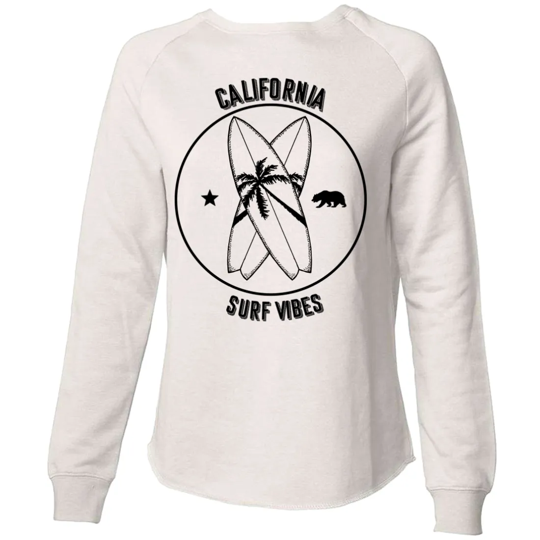 Surf Vibes Black Print Super Soft Crewneck Sweater