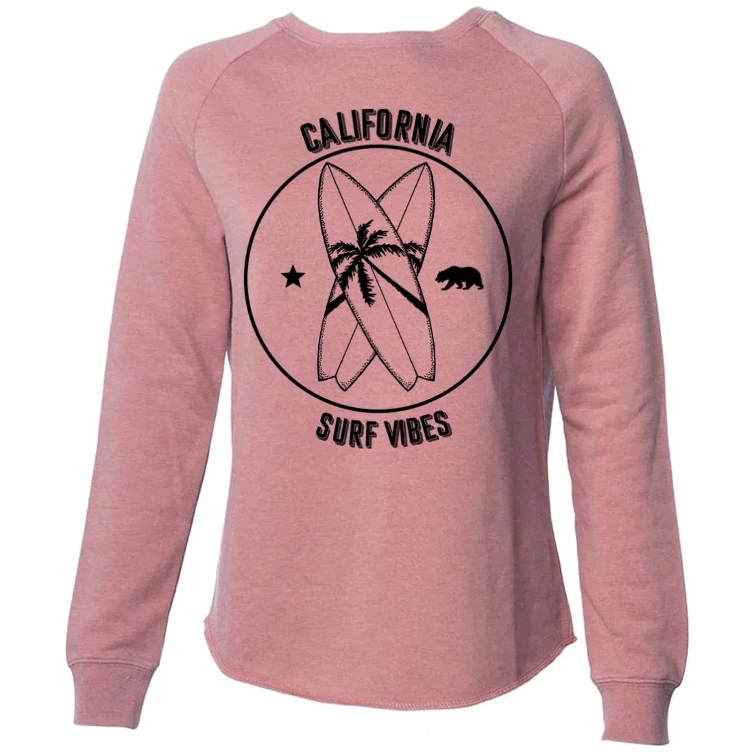 Surf Vibes Black Print Super Soft Crewneck Sweater
