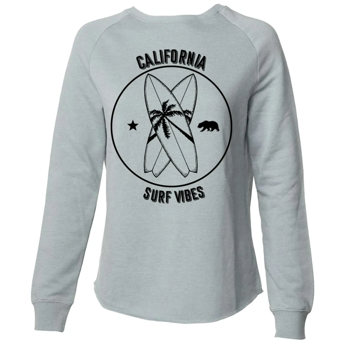 Surf Vibes Black Print Super Soft Crewneck Sweater