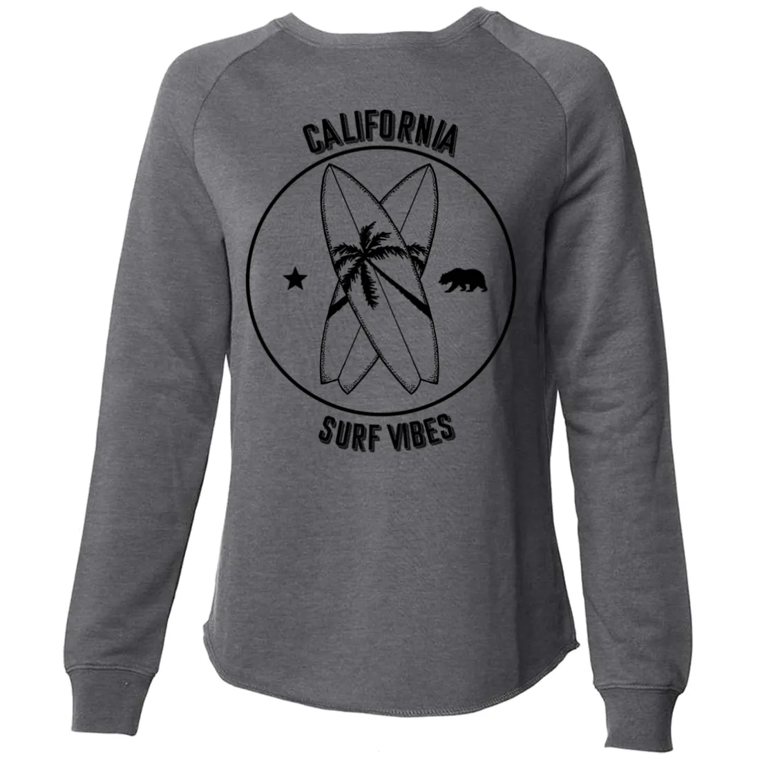 Surf Vibes Black Print Super Soft Crewneck Sweater