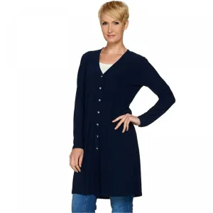 Susan Graver Women's Textured Liquid Knit Long Cardigan