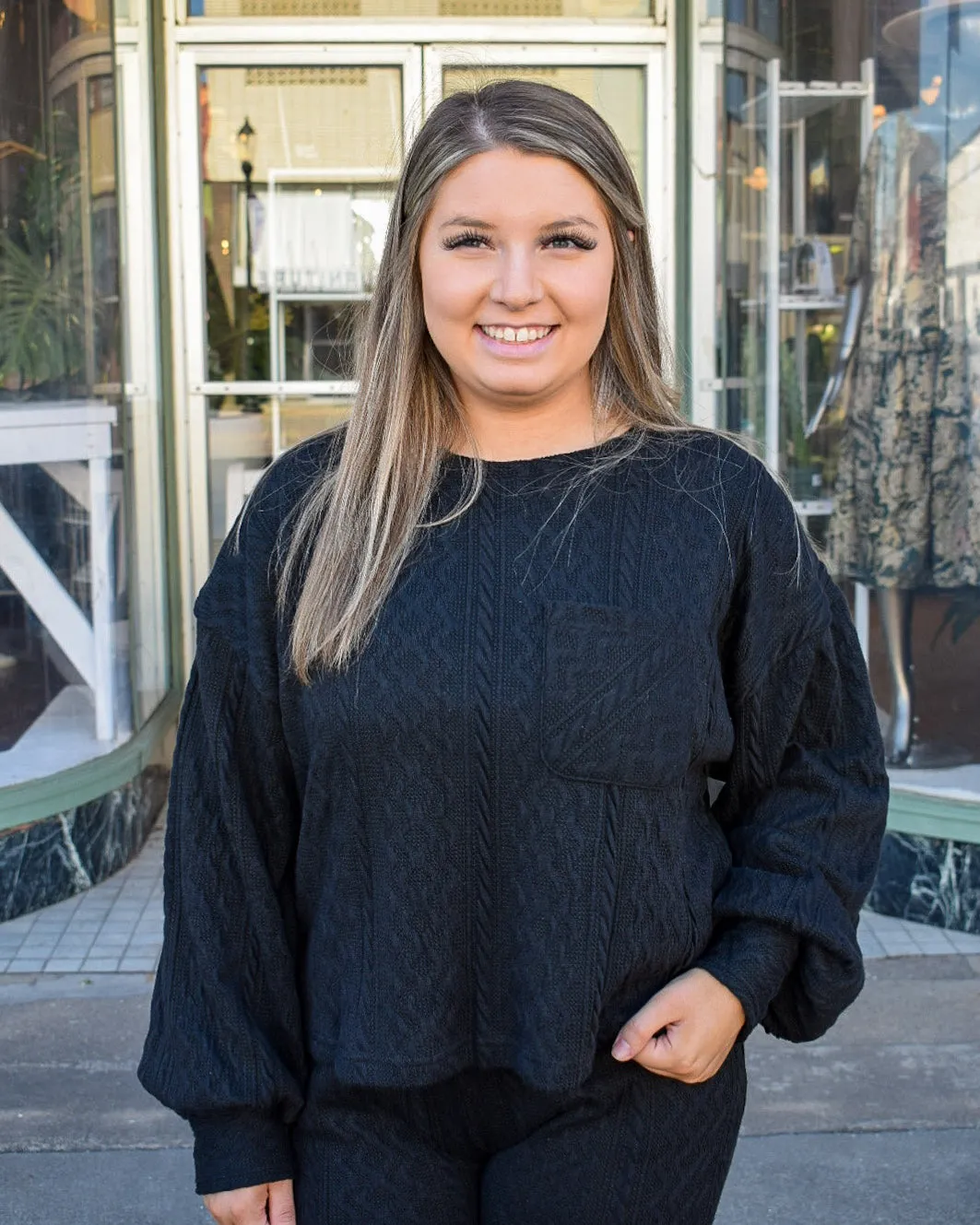 SWEATER WEATHER LOUNGE SET - BLACK
