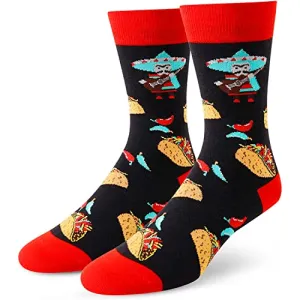 Taco Socks For Men Women, Funny Taco Gifts, Mexican Food Lover socks, Unisex pattern socks, Tortilla socks, Funny socks, Funky socks, Fun Crew Socks