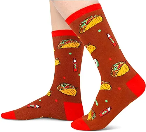 Taco Tuesday, Women's Taco Socks, Anniversary Gift for Her, Taco Lover Gift, Funny Food Socks, Novelty Taco Gifts for Mom, Funny Taco Socks for Taco Lovers