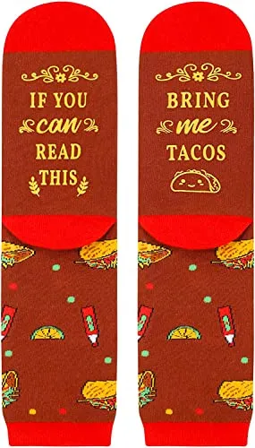 Taco Tuesday, Women's Taco Socks, Anniversary Gift for Her, Taco Lover Gift, Funny Food Socks, Novelty Taco Gifts for Mom, Funny Taco Socks for Taco Lovers
