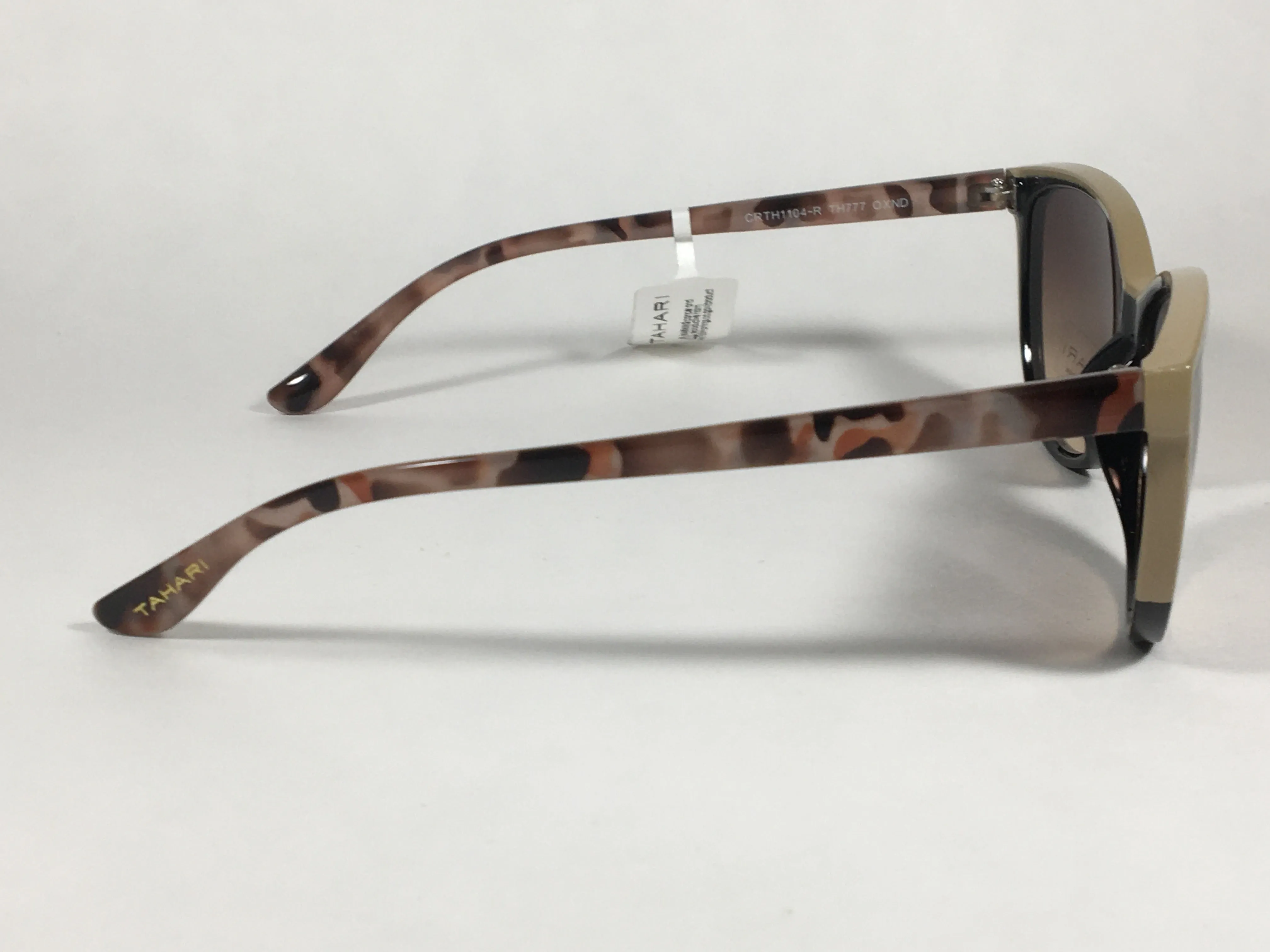 Tahari Cat Eye Sunglasses Two Tone Tan Milk Tortoise Brown Gradient Lens TH777 OXND