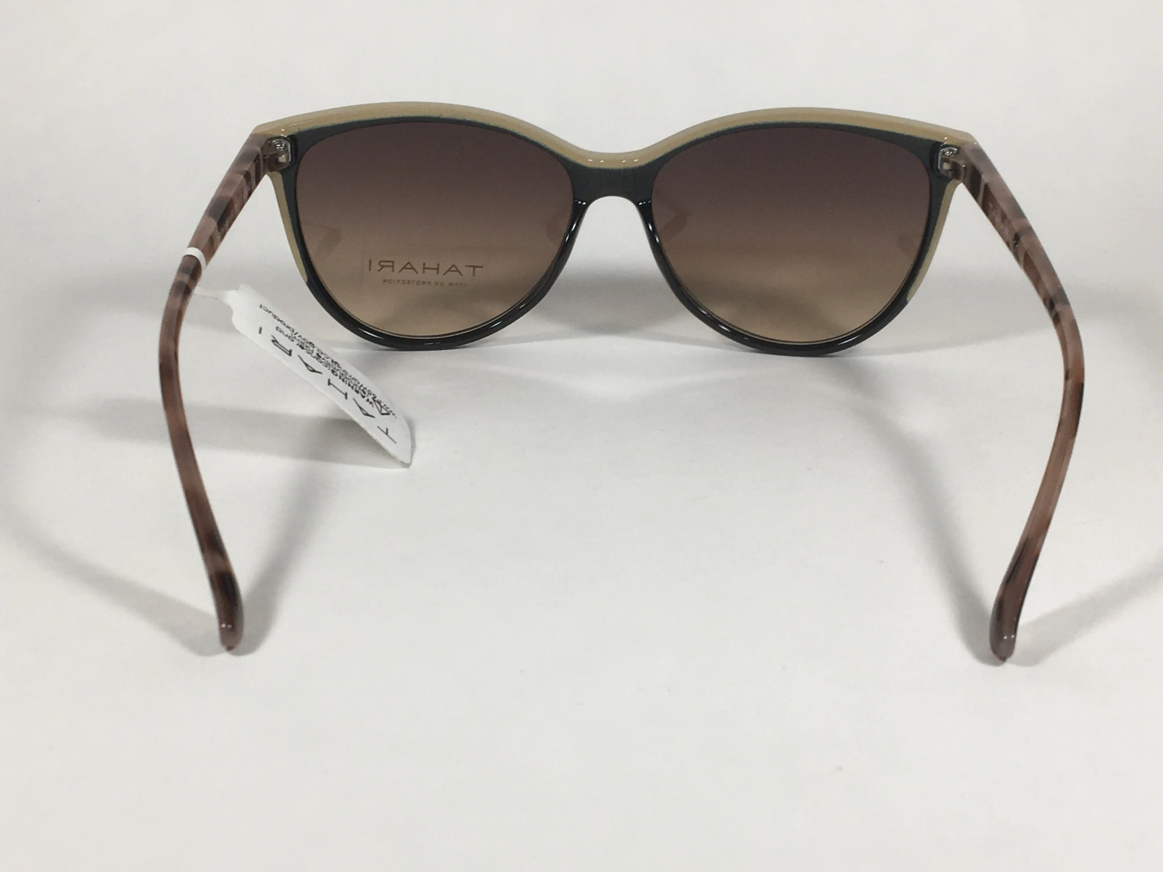 Tahari Cat Eye Sunglasses Two Tone Tan Milk Tortoise Brown Gradient Lens TH777 OXND