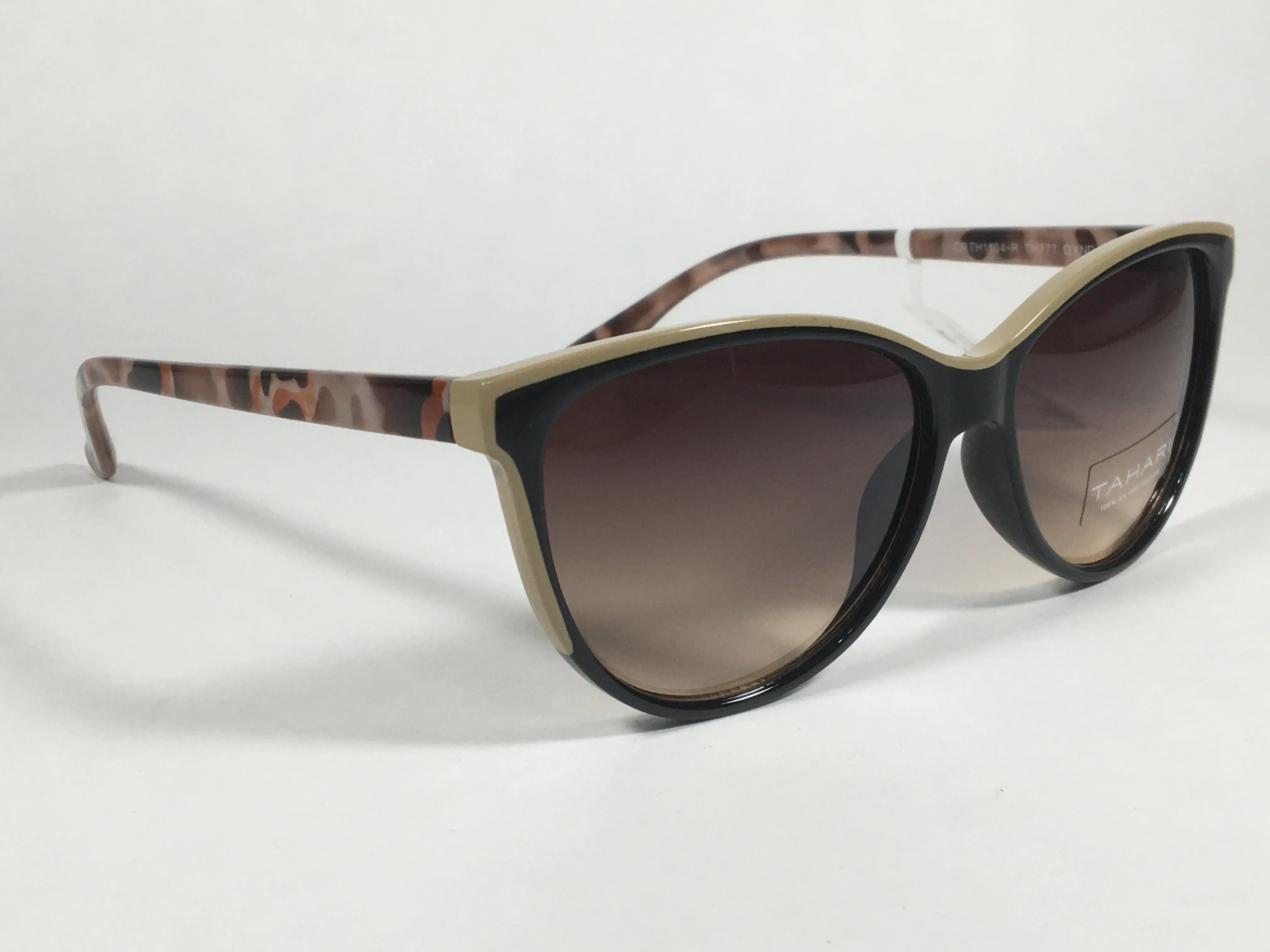 Tahari Cat Eye Sunglasses Two Tone Tan Milk Tortoise Brown Gradient Lens TH777 OXND