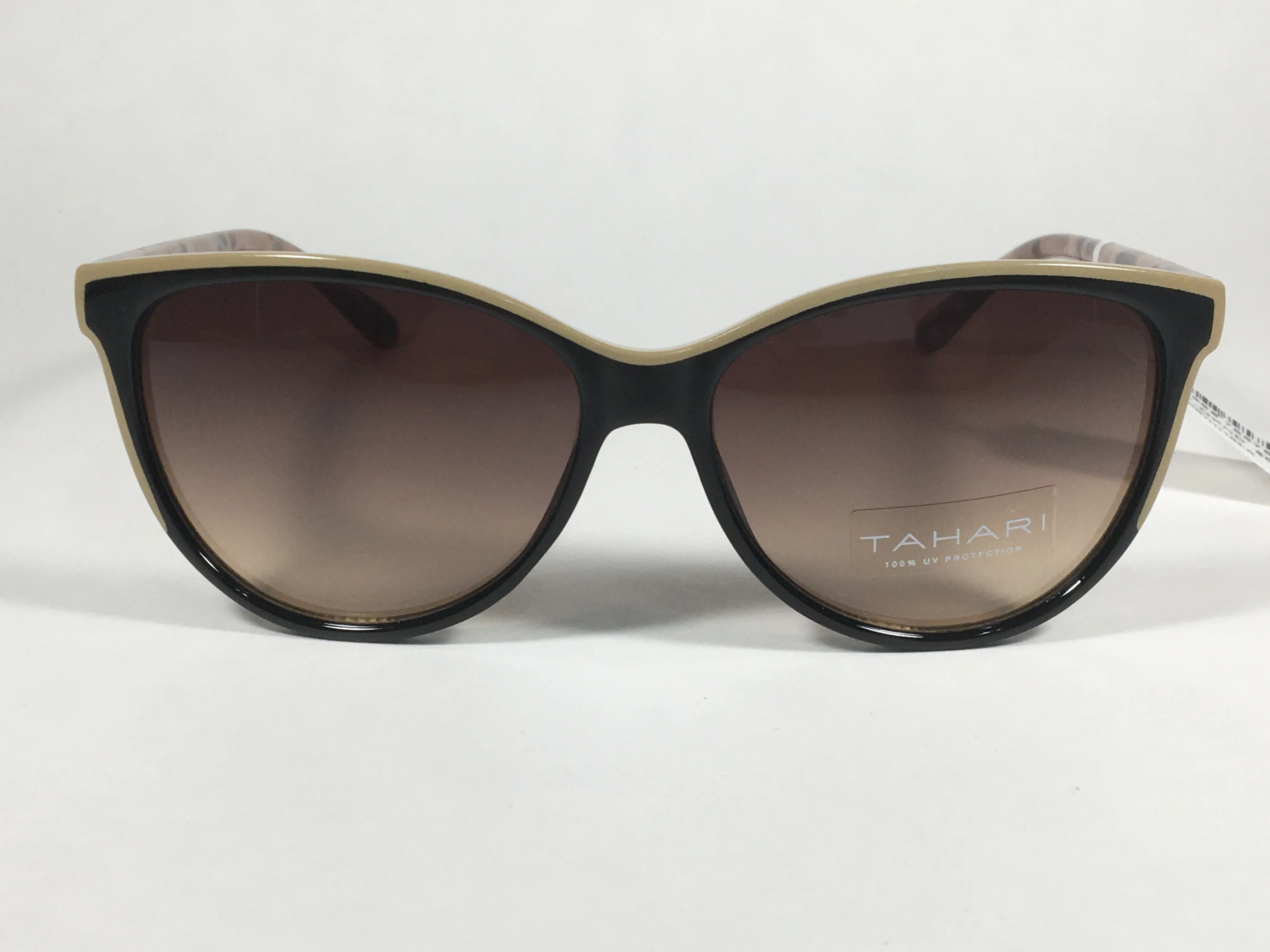 Tahari Cat Eye Sunglasses Two Tone Tan Milk Tortoise Brown Gradient Lens TH777 OXND