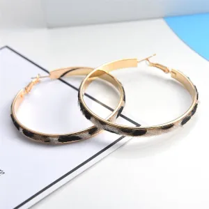 Tan & 18K Gold-Plated Leopard Hoop Earrings