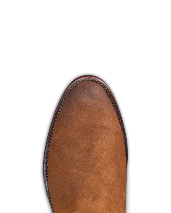 Tan Suede Leather Barstow Slip On Zipper Western Cowboy Boots - Cowboy Boots