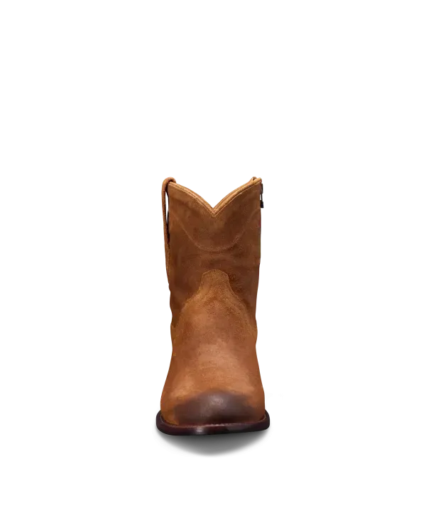 Tan Suede Leather Barstow Slip On Zipper Western Cowboy Boots - Cowboy Boots