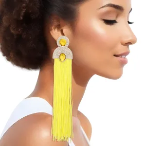 Tassel Yellow Long Vintage Glam Earrings