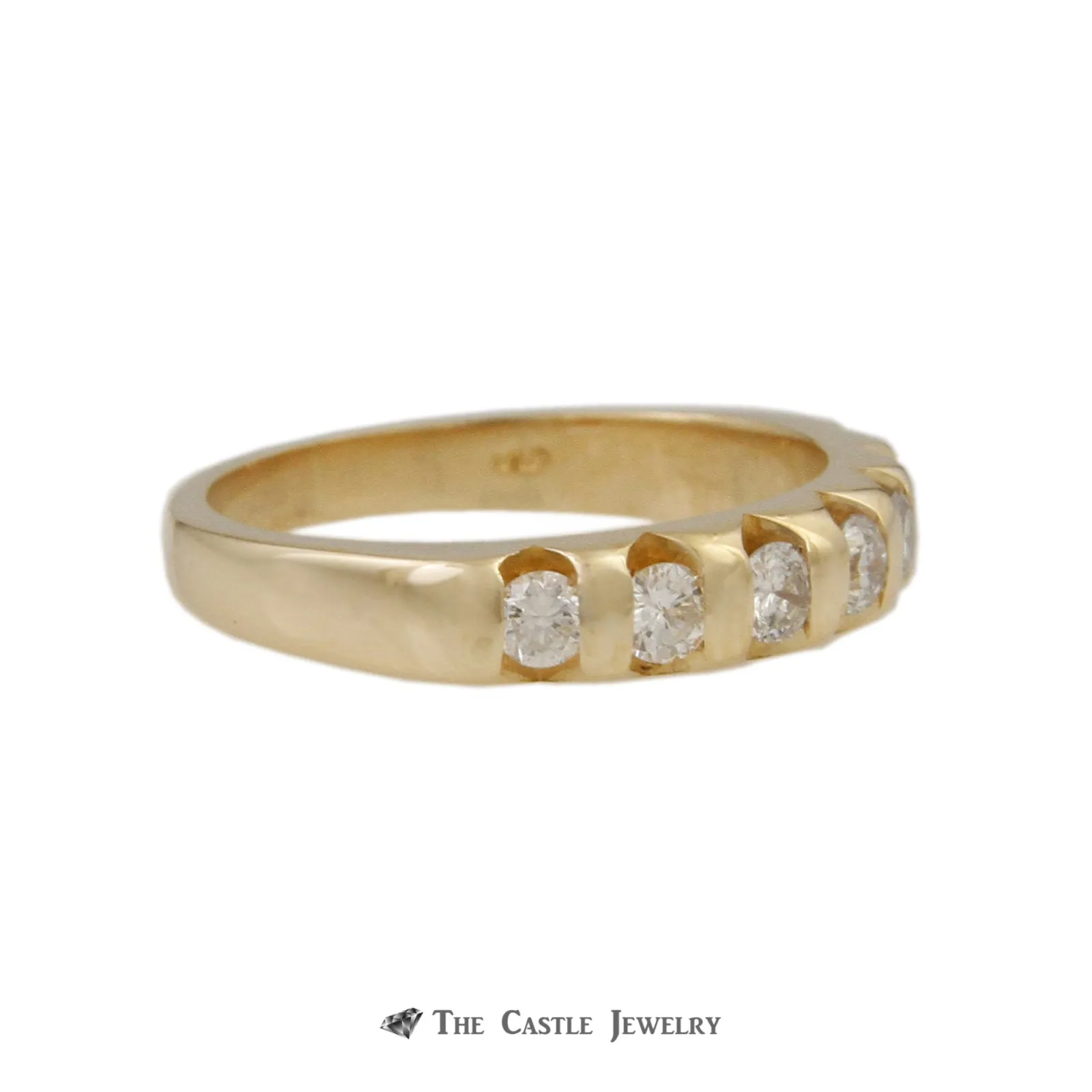 Tension Set Style .38cttw Diamond Wedding Band with 7 Round Diamonds