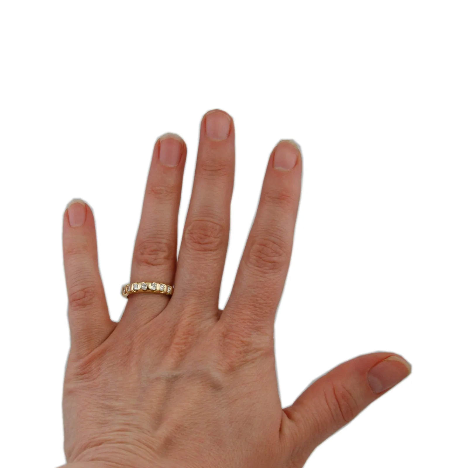 Tension Set Style .38cttw Diamond Wedding Band with 7 Round Diamonds