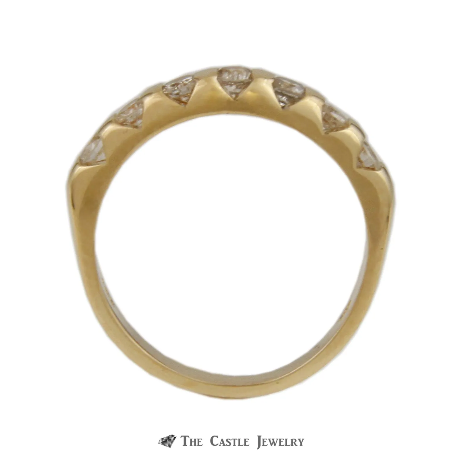 Tension Set Style .38cttw Diamond Wedding Band with 7 Round Diamonds