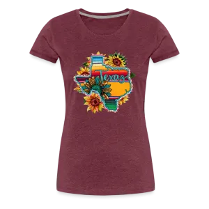 Texan Sunset Blooms: Women's Premium Vibrant Graphic T-Shirt