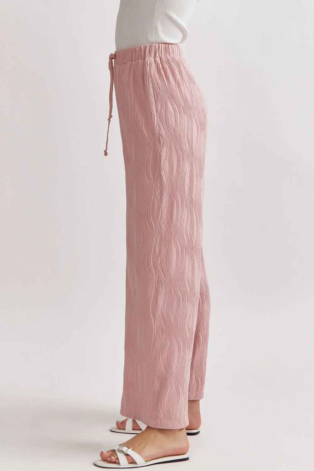 Textured Button Up Pant Set {Light Pink}