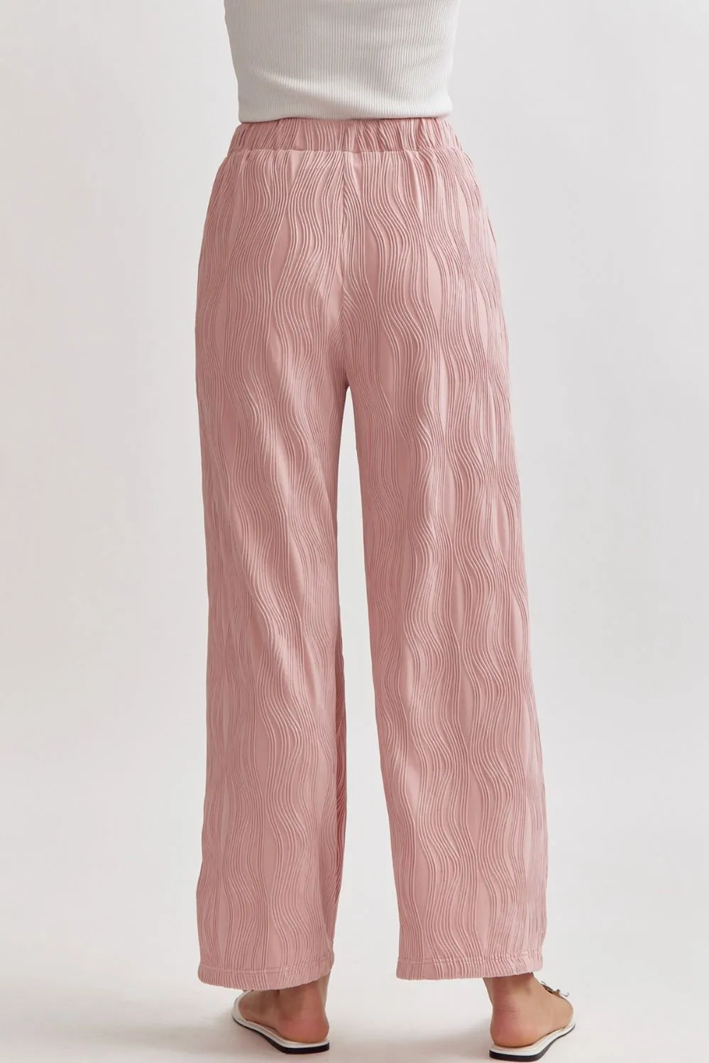 Textured Button Up Pant Set {Light Pink}