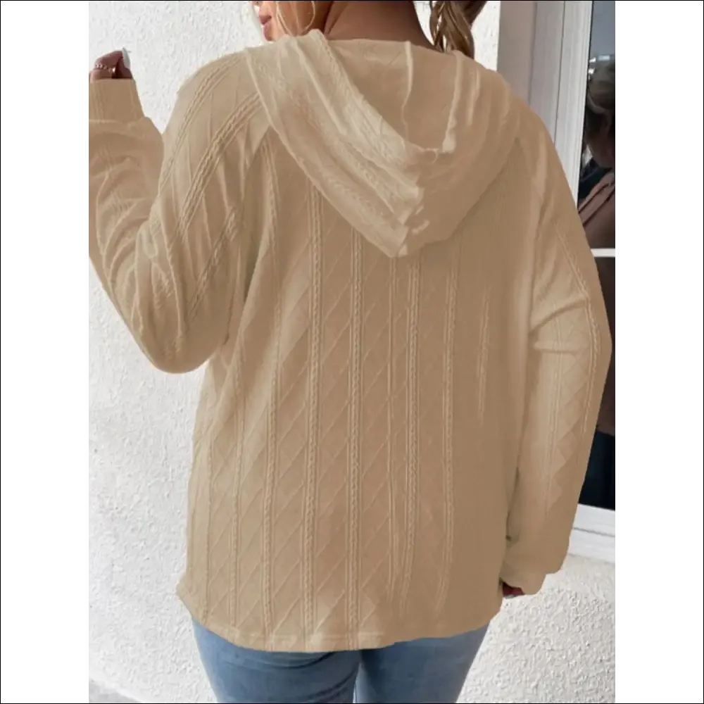 Textured Drawstring Kangaroo Pocket Hoodie
