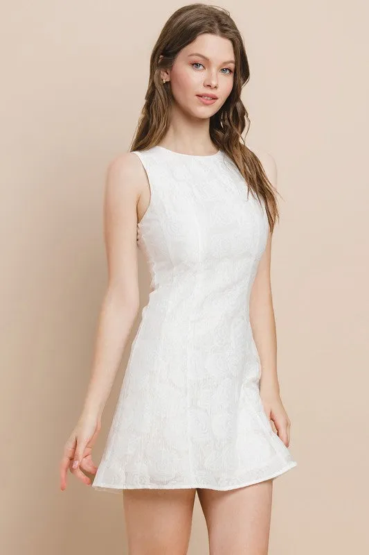 Textured Floral Back Detail Dress