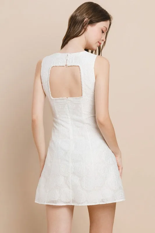 Textured Floral Back Detail Dress