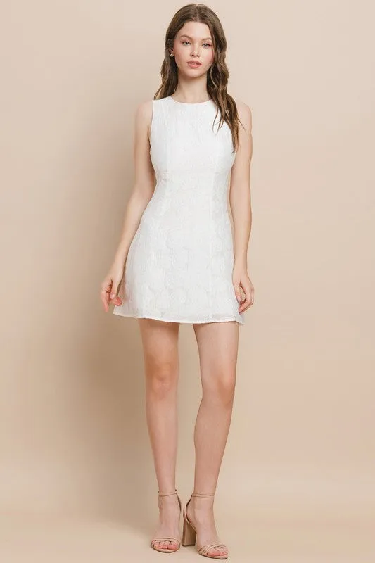 Textured Floral Back Detail Dress