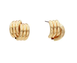Textured Knot Stud Earrings - Gold