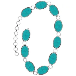 Textured oval or trapezoid gemstone chain belt