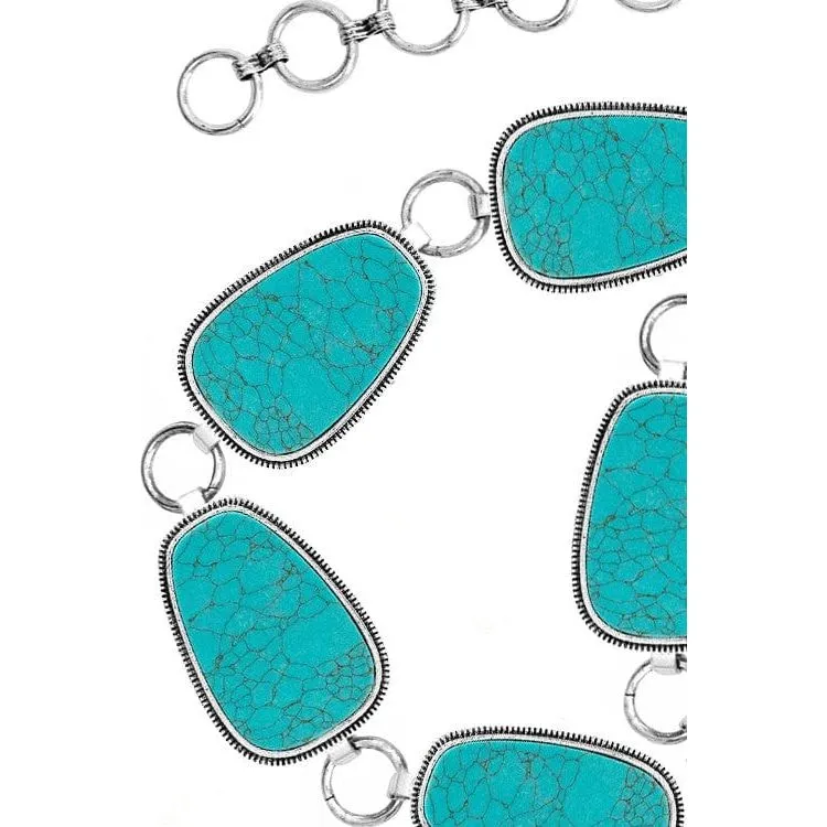 Textured oval or trapezoid gemstone chain belt