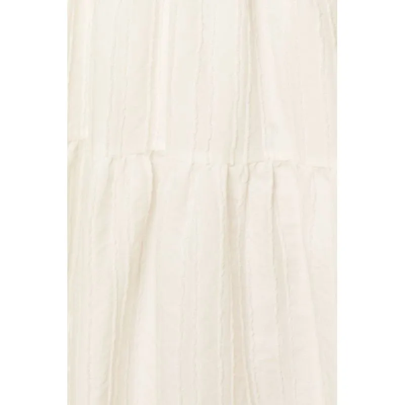Textured Striped Smocked Back Midi Dress