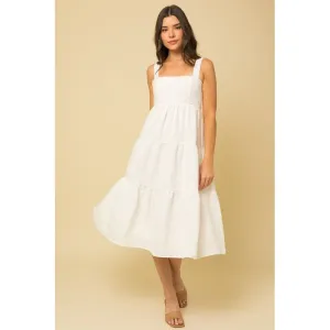 Textured Striped Smocked Back Midi Dress