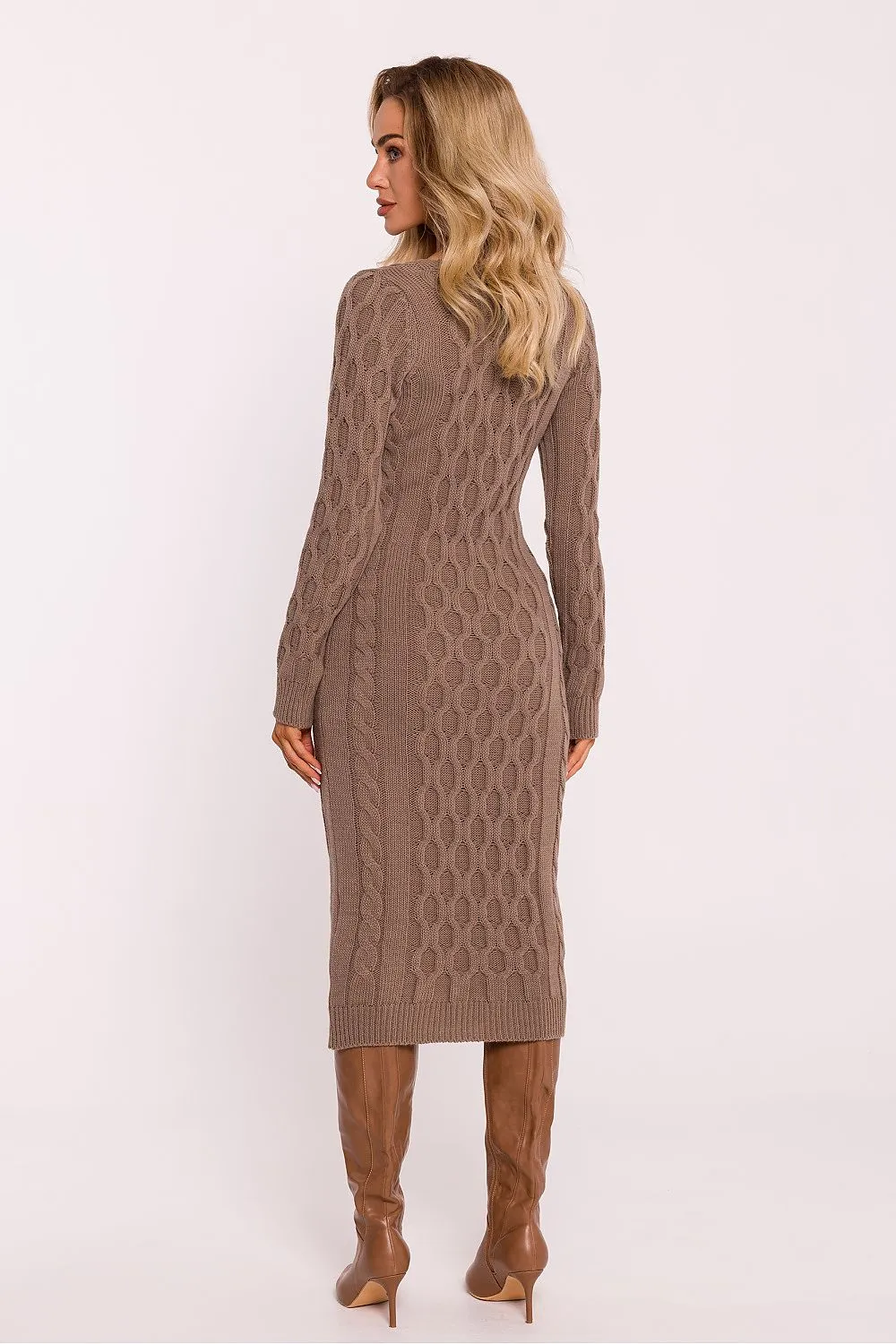 Textured V-Neck Midi Dress