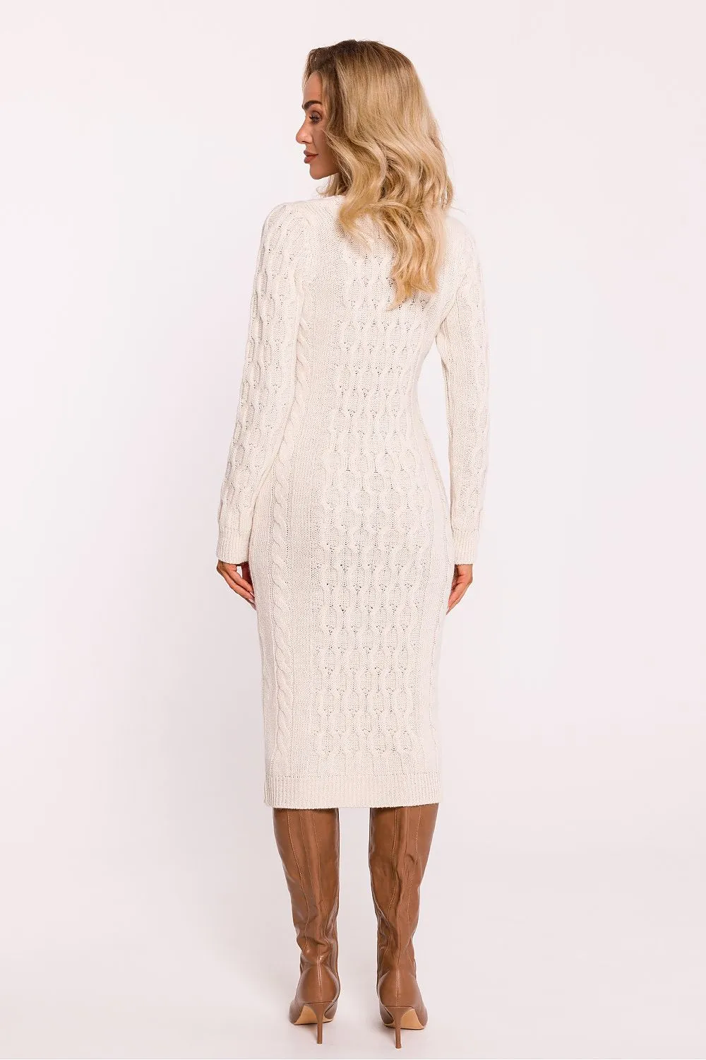 Textured V-Neck Midi Dress