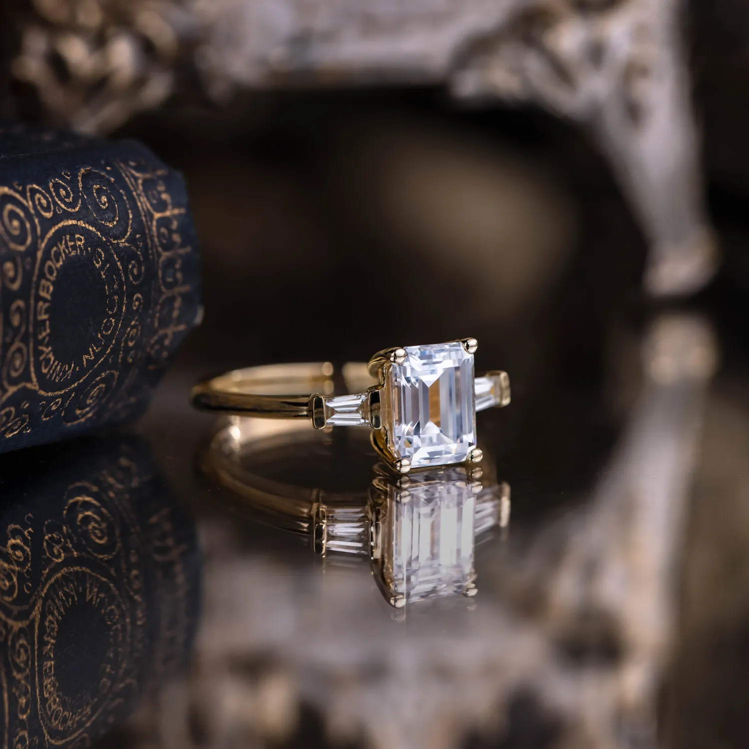 The Charlotte - Three Stone Emerald Cut Diamond Engagement Ring
