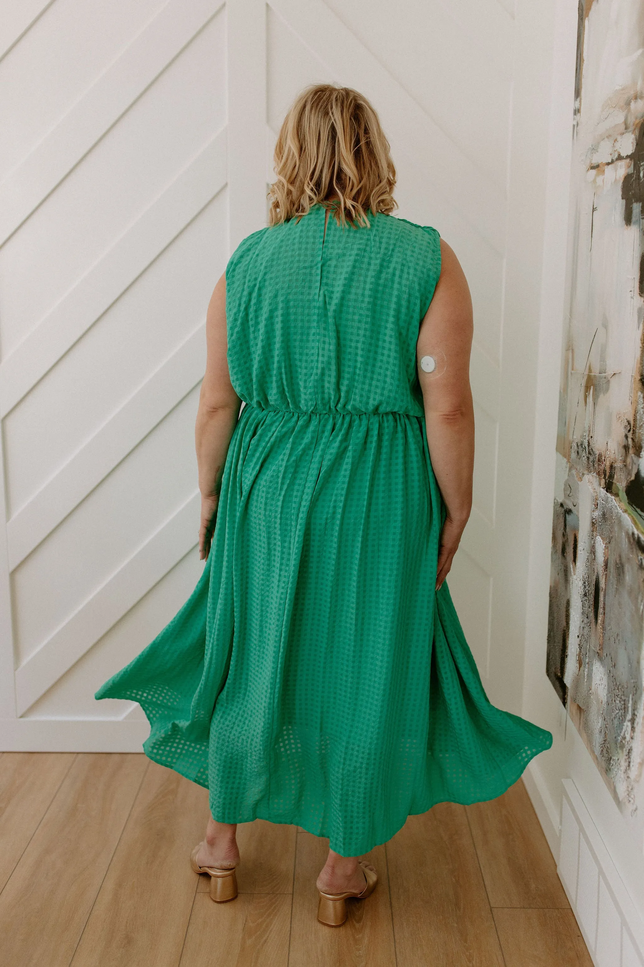The Dorothy Ruched Checkered Midi Dress - PLUS