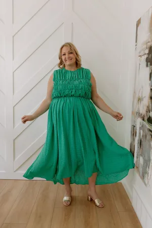 The Dorothy Ruched Checkered Midi Dress - PLUS