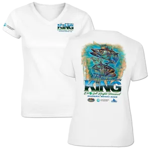 The KING - Spring 2022 - Ladies Short Sleeve Coton V-Neck Shirt - White